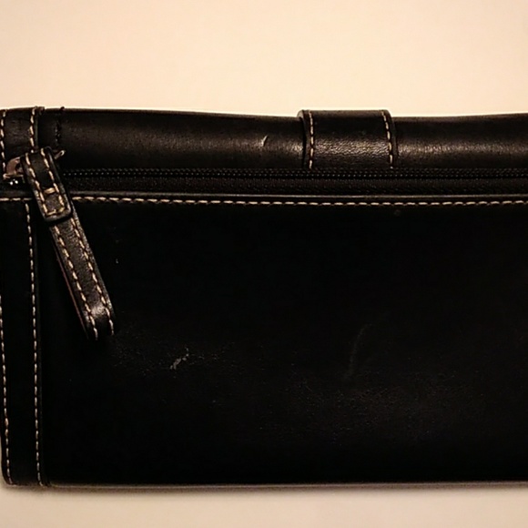 VTG Coach Soho Black Leather Trifold Large Buckle Buckle Front Wallet . - Picture 3 of 5
